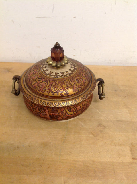 Morrocan Resin Lidded Bowl w/Finial