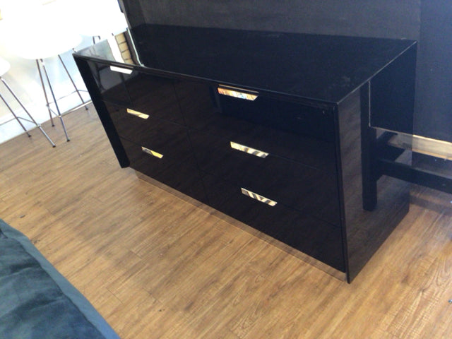 63 1/4" AS-IS Whiteline Modern Living Navi Black Double Dresser