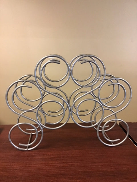 8 Bottle Silver Metal Wine Rack