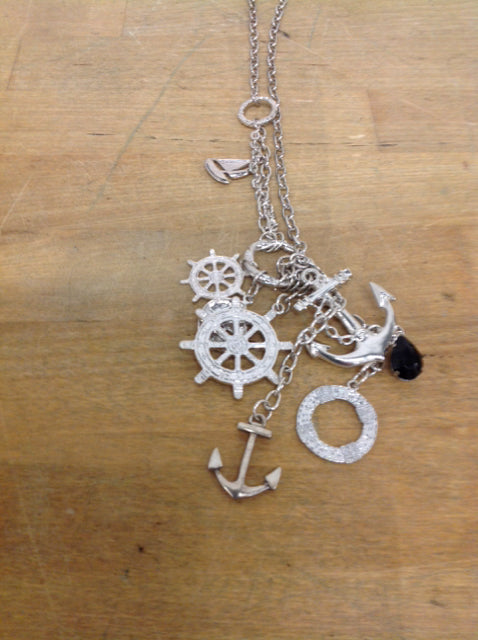 Necklace- Silver Boat Charms