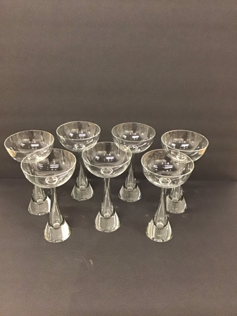 Set/7 "Flight" By Irice Champagne/Tall Sherbert Glasses