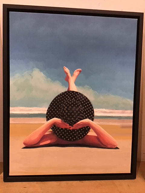 19"x15.5" Lady W/Polka Dot Hat Art