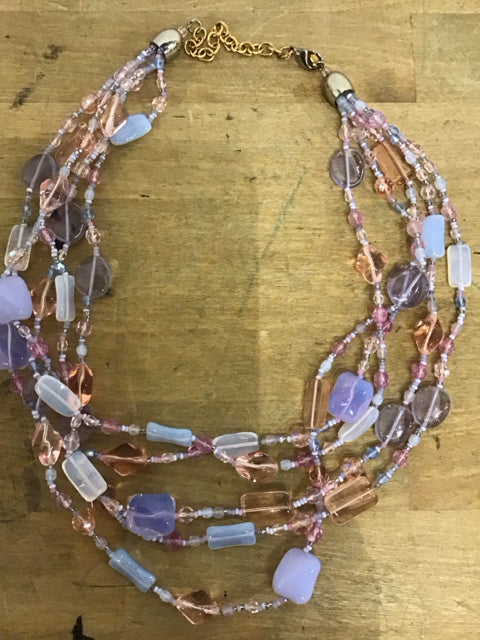 Joan Rivers Five Strand Lilac Glass Bead Necklace