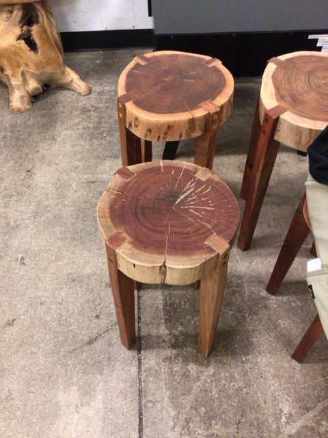 Pair Of Wood Log Nesting Tables