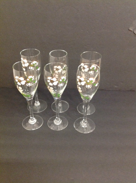 Set/6 Hand Painted Wine Glasses