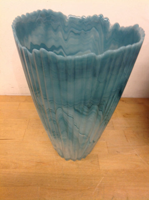 Vase- 12" Blue Art Glass