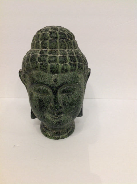 11" Green Painted Buddha Head