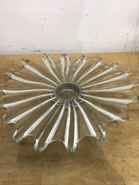 14" Clear Art Glass Tray