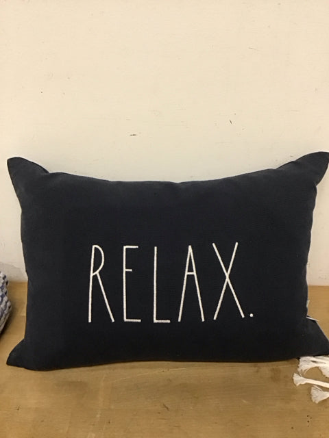 19"x11" Navy & White Relax Lumbar Pillow