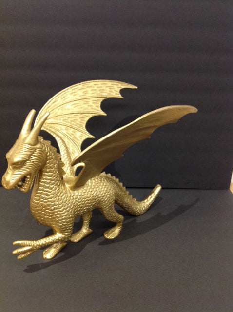 15" Gold Metal Winged Dragon