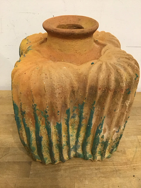 13" Painted Terracota Vase