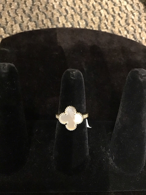 Van Cleef Style Gold MOP Inlaid Ring