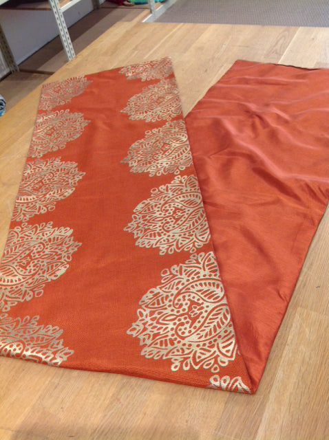Burnt Orange Table Runner w/Gold Accents