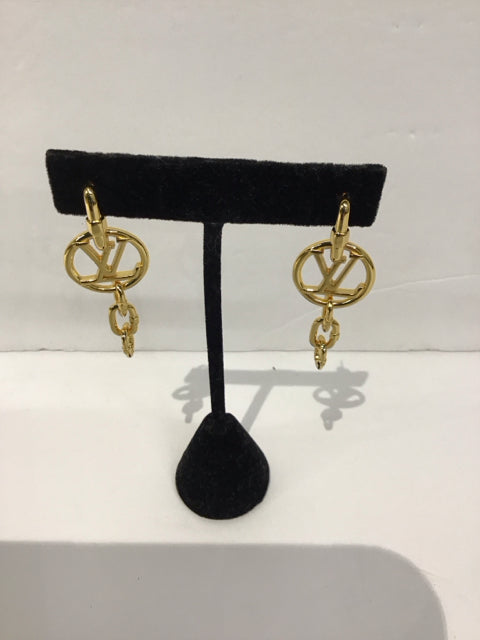 Louis Vuitton Style Gold Dangling Earrings
