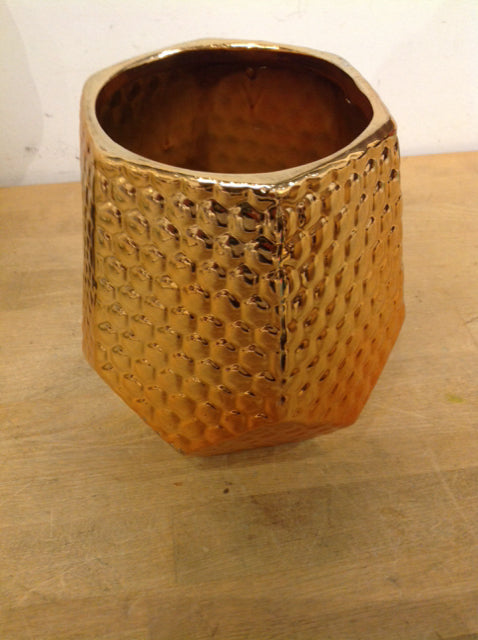 Vase- 7" Gold Ceramic