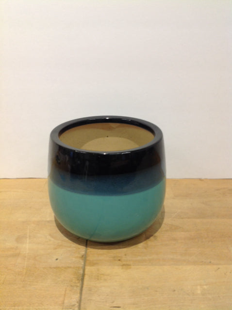 7.5" Ceramic Blue Striped Planter