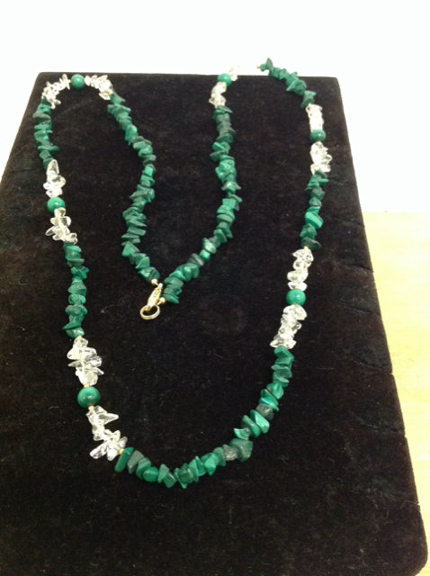 Malachite & Crystal Beaded Necklace