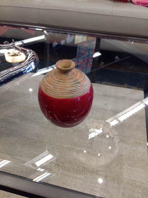 5.5" Red Glazed Ceramic Vase