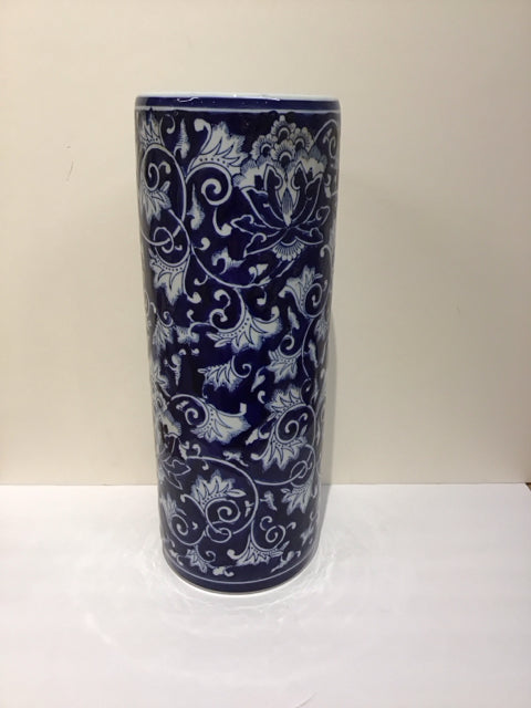 20" Blue/White Painted Umbrella Stand