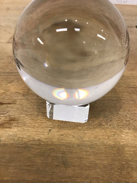 Clear Glass Ball W/Glass Stand