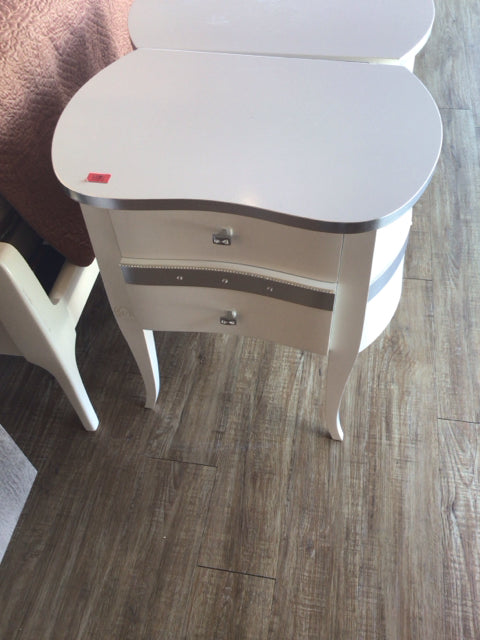 Silver/Cream Two Drawer Nightstand