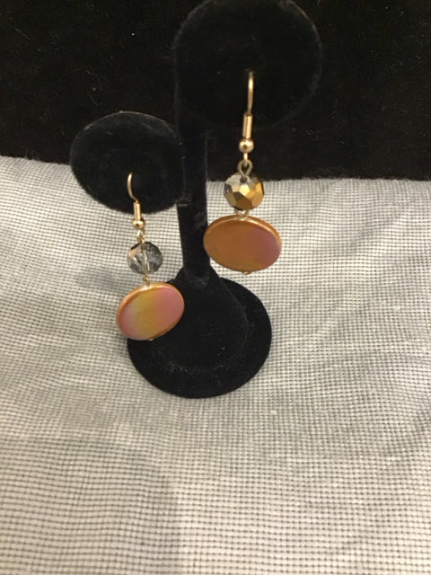 Goldtone Drop Earrings W/Citrine Bead