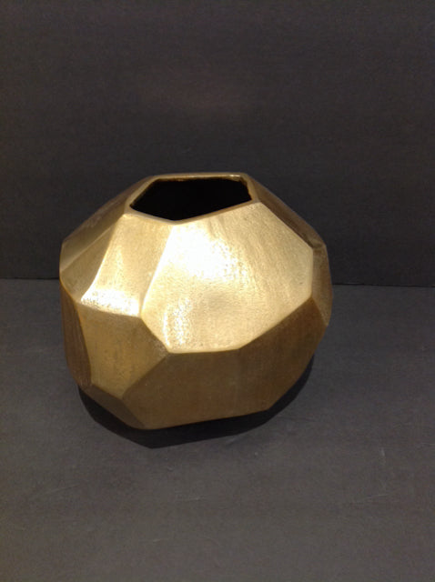 9" Gold Metal Geometric Design Vase