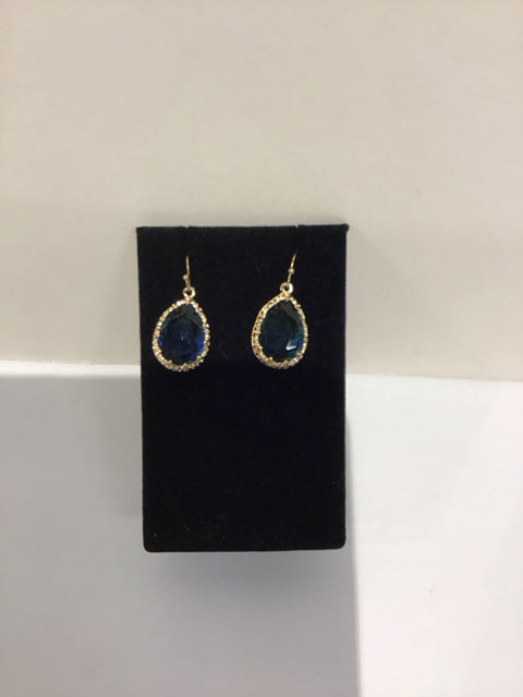 Gold Earrings Blue to Green Gradient Stone