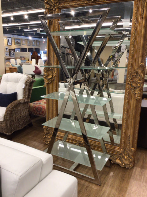 Chrome & Glass Shelving Unit