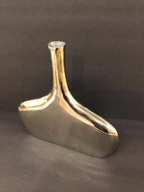 12" Silver Metal Vase w/Narrow Top
