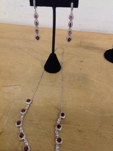 Necklace- Silver Paive Stones Earring Set