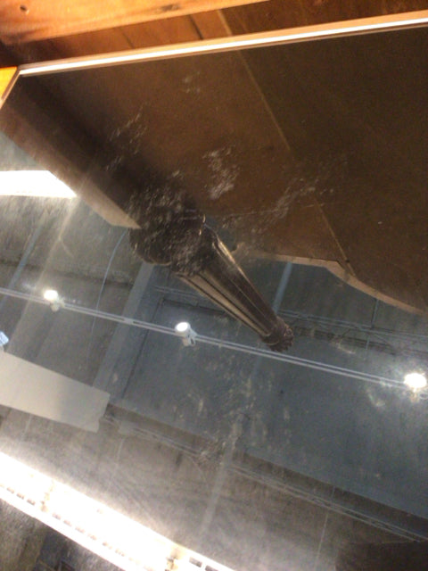 AS-IS Mid Century Style Wood Glass Top Bar Cabinet(Ring Marks On Glass)