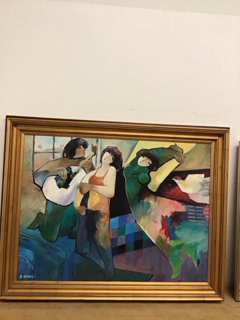 37"x47" A. Zhang Gold Framed Art
