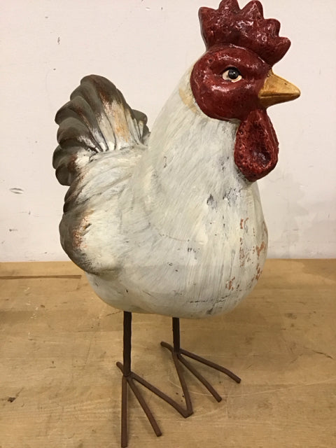 14" Resin Rooster W/Metal Feet