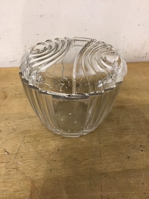 4" Lidded Textured Decorative Glass Bowl