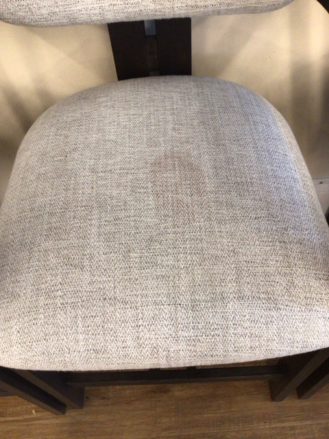 AS-IS Set Of 3 City Furniture Grey Fabric & Wood Bar Stools(Red Stain On One)