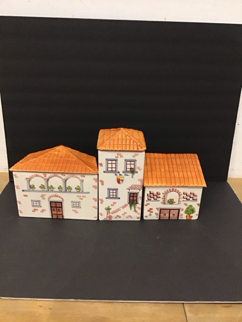 3/Pc Containers Painted Italian House