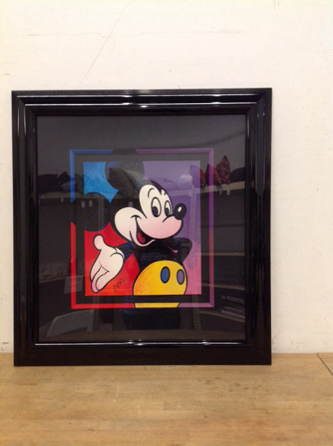 31"Sq Framed Signed PETER MAX "Mickey Mouse" Serigraph
