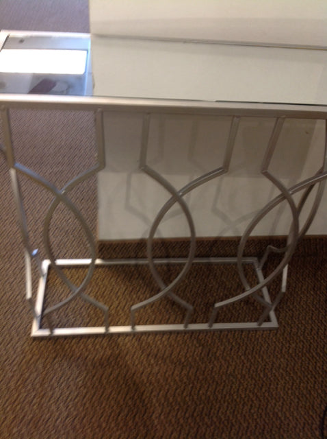 Console Table- Silver Metal Mirror Glass