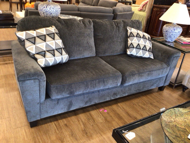Ashley Furniture Abinger Dark Grey Microfiber Sofa W/2 Pillows