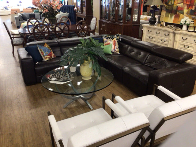 Z Gallerie Espresso Leather Five PC Power Reclining Sectional