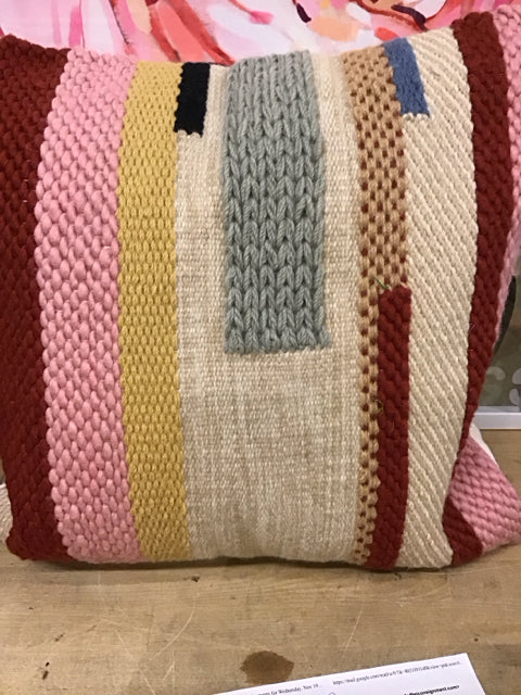 18" Rag Weave Multi Color Striped Pillow
