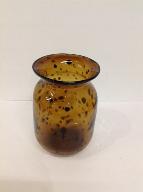 Art Deco Brown Glass Vase w/Dark Brown Spots