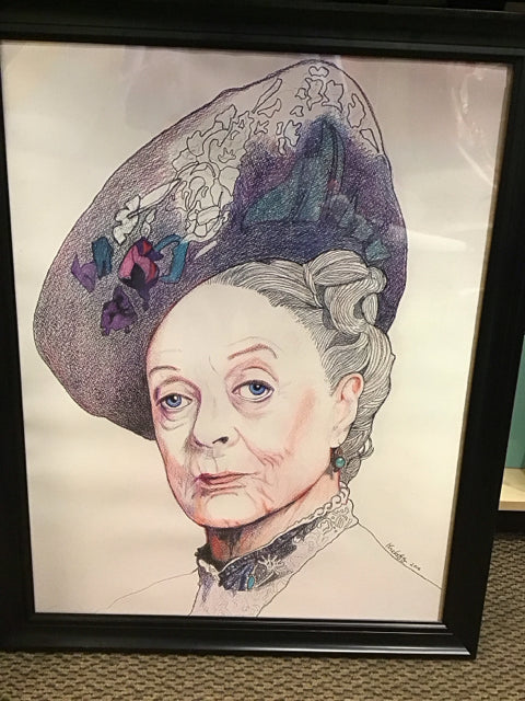 31"x25" Dame Maggie Smith Sketch Print AS IS