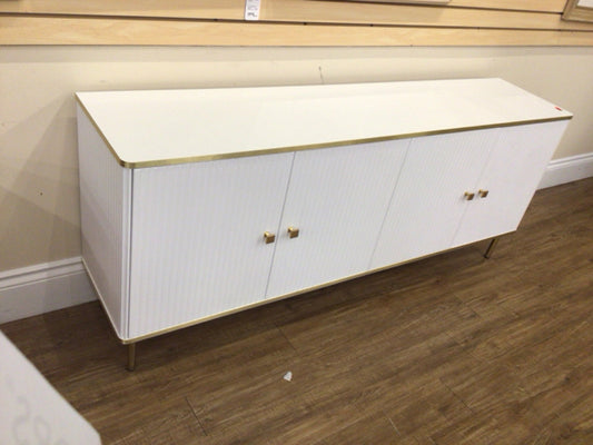 White & Gold Textured Four Door Media Console