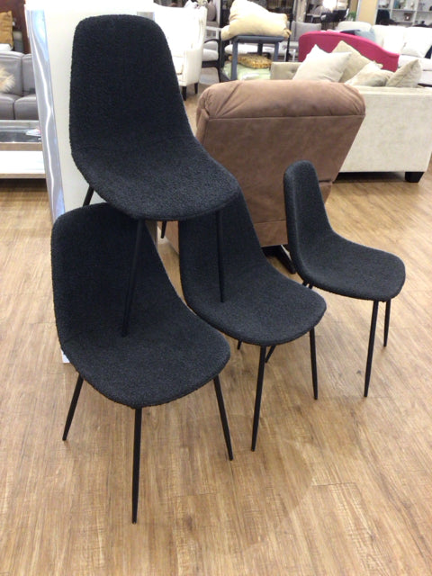 4 Charcoal Boucle Dining Chairs