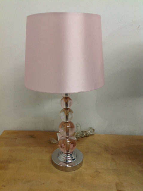 24" Stacked Pink Glass Spheres Lamp w/Shade