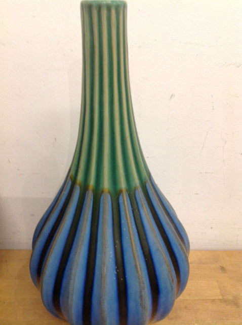 Vase- 18" Blue & Green Ceramic