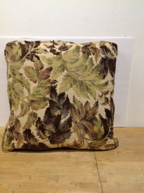 Beige Linen w/Leaf Design Pillow