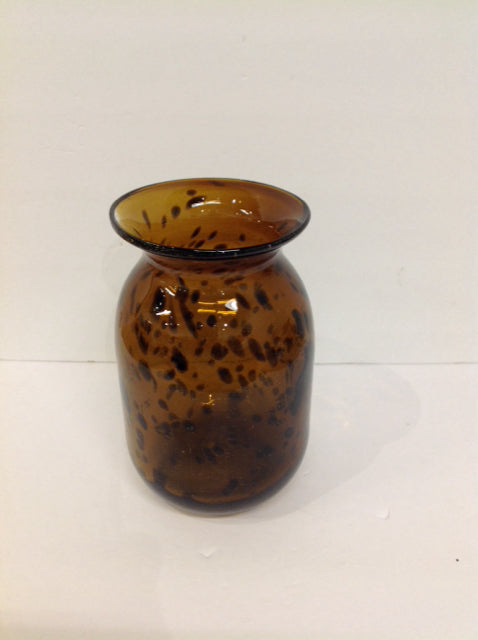 Art Deco Brown Glass Vase w/Dark Brown Spots